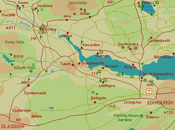 Edinburgh to Stirling Map